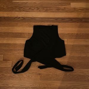 Black Sparkly Wrap-Around Crop Top